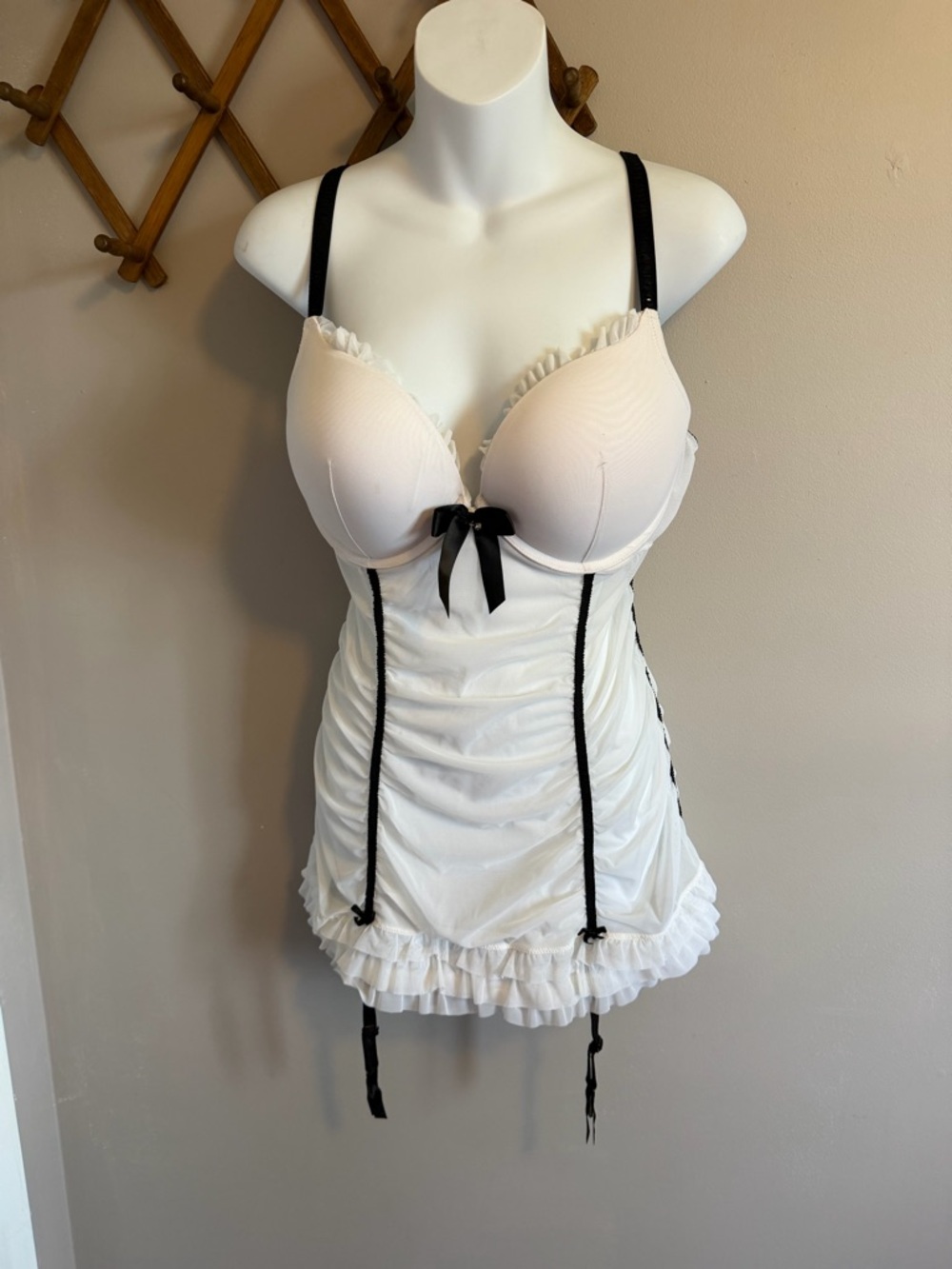 La Senza Hello Sugar White Mesh Ruched Chemise XL